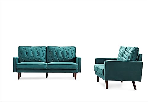 Miniatura 9 de Container Furniture Direct S5737N - Sofá de terciopelo copetudo de estilo moderno para sala de estar con tapicería de tela suave y marco de madera