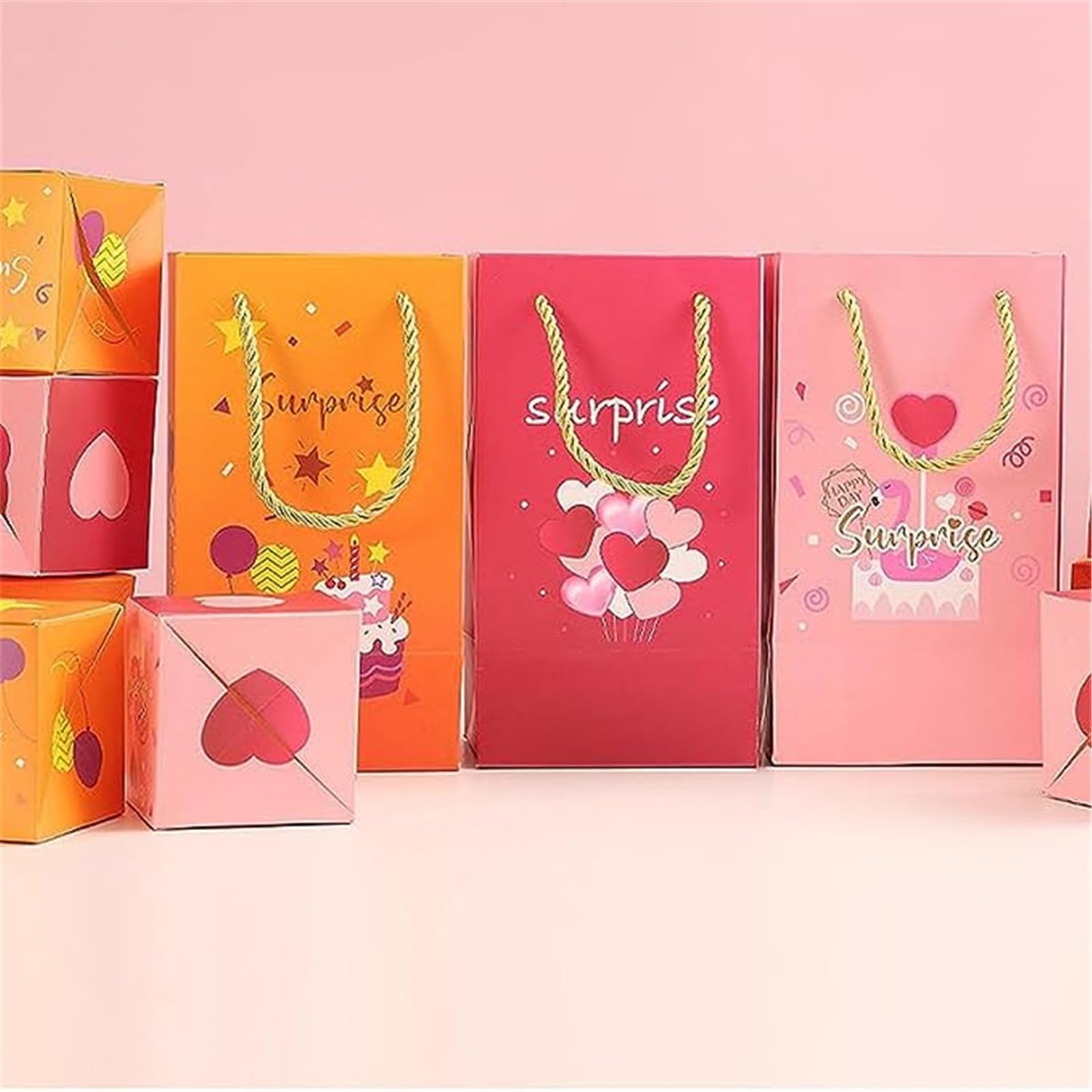 Caja de regalo sorpresa, crea el regalo más sorprendente, caja de regalo plegable con sobre rojo, caja de regalo plegable para cumpleaños, Navidad (feliz cumpleaños #2, 20 rebotes)