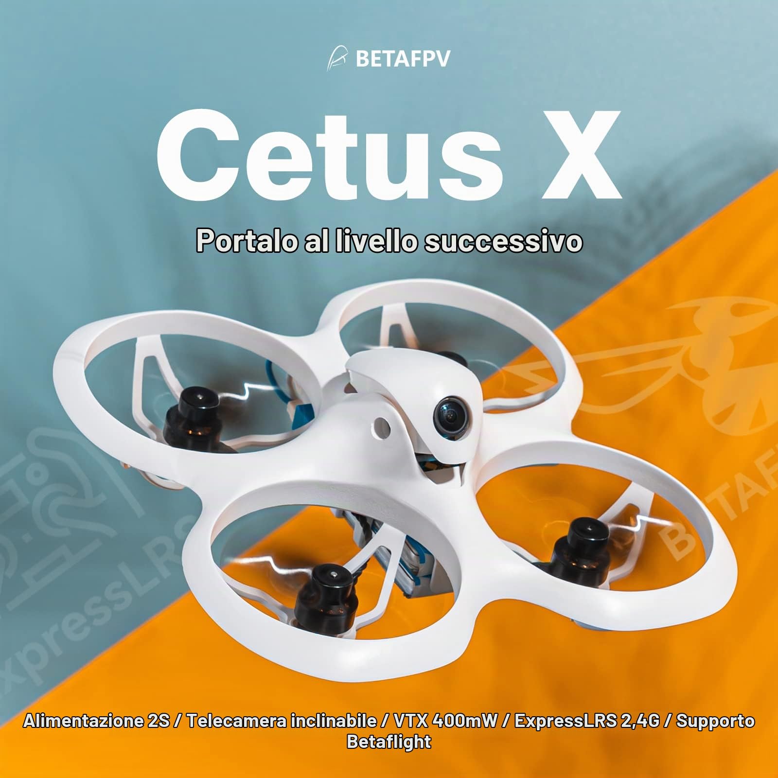 BETAFPV ExpressLRS Cetus X 2S Quadricottero Brushless con F4 1S 12A Flight Controller 1103 11000KV Motore M04 VTX C04 FPV Camera Betaflight Supportato per FPV Principiante per Volare più Velocemente