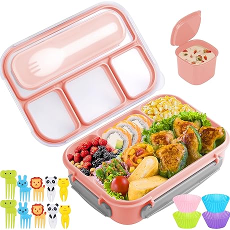 Pink Bento Box: 4-Compartment Meal Prep Companion