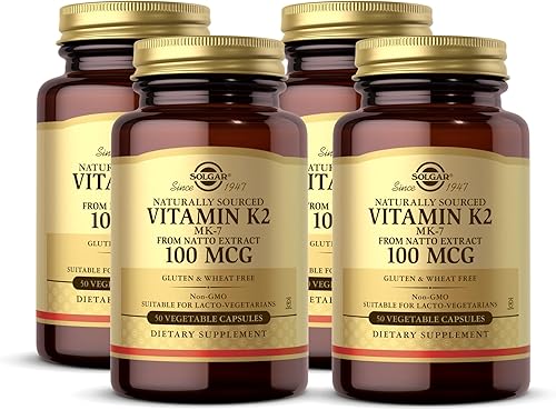 Miniatura 1 de Solgar Vitamina K2 (MK-7) 100 mcg, 50 cápsulas vegetales  Paquete de 4  Apoya la salud ósea  Fuente natural de alimentos integrales de extracto de