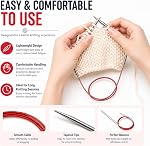 Stainless Steel Circular Knitting Needles 40-Inch (100cm) | US 11 (8mm) with 10 Stitch Markers & Yarn Needle | for Sweaters, Blankets, Afghan, Large Projects Random color: Red, Gold