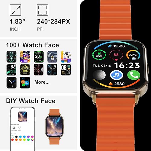 Miniatura 4 de Smart Watch for Women Men, 1.83" HD Screen, Smartwatch with HeartSleep Rate Monitor, IP68 Waterproof Fitness Watch with Zinc Alloy Frame, 20+ Sport