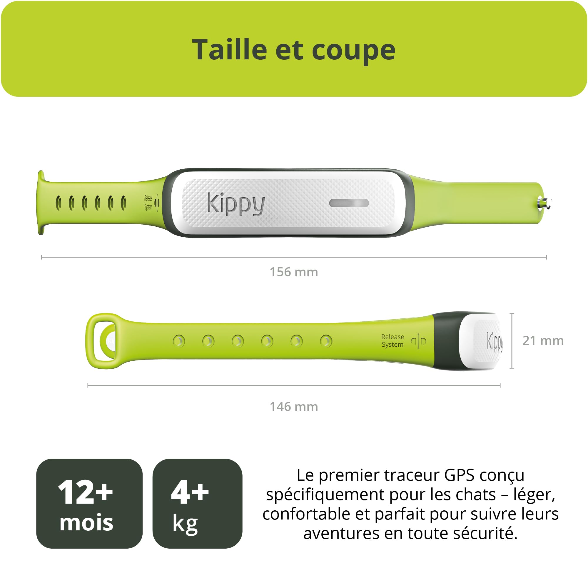 Kippy Cat V2 - Collier GPS pour Chats - Localisateur et Tracker de Santé et d'Activité avec Système Anti-Étranglement - Créer des Frontières Virtuelles - Suivi en Temps Réel