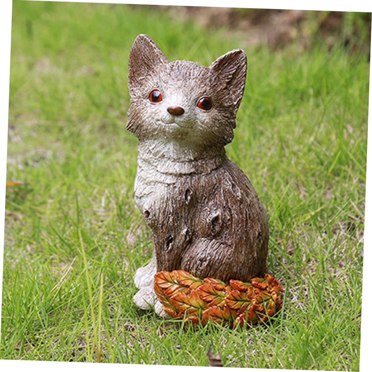 Gartenfuchs aus Kunstharz, Handbemalt, Detailreich, für Garten und Hof
