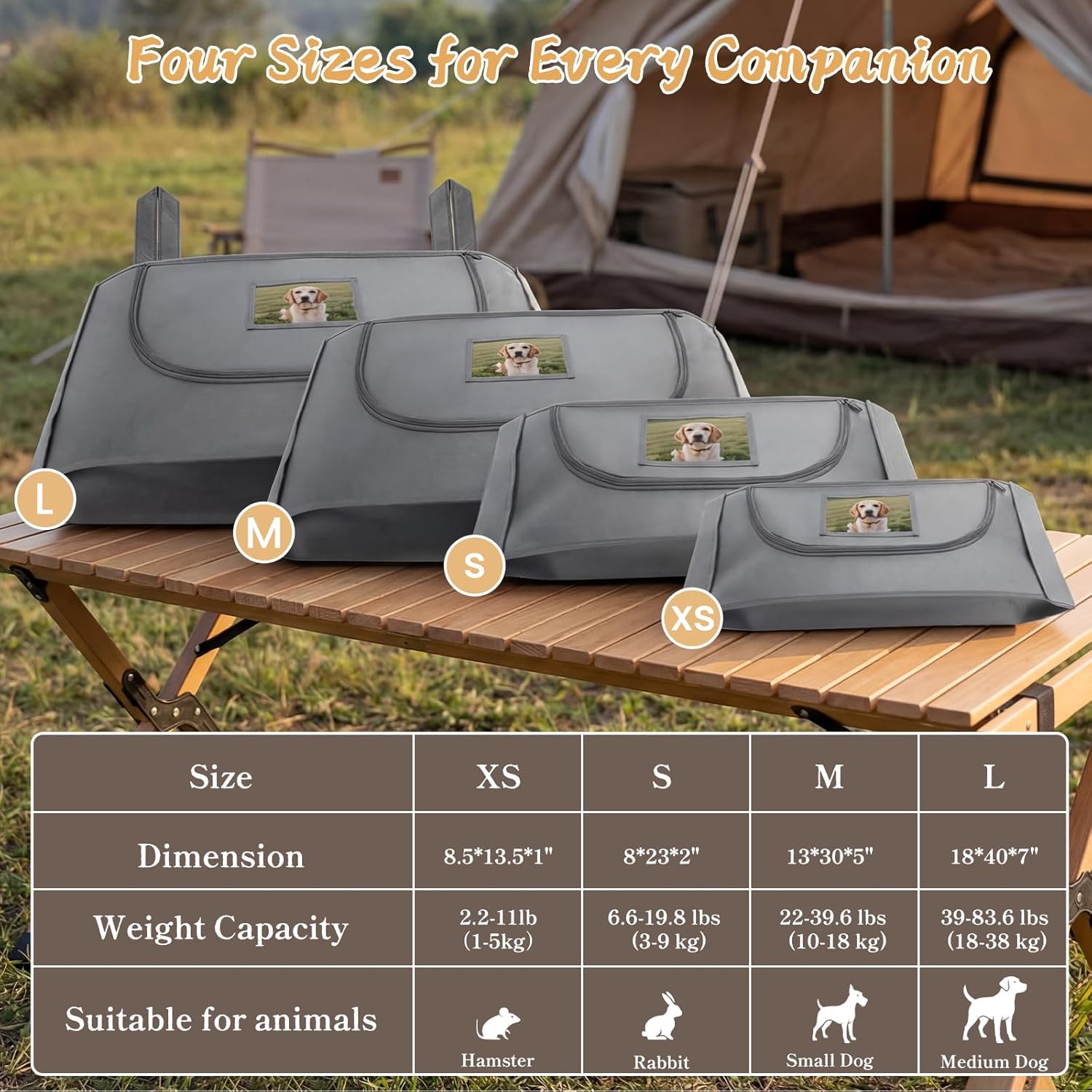 Pet Burial Bag, Dignified Leak-Proof Deceased Pet Body Bag with Memorial Keepsake Card, XS–L for Rabbits, Kittens & Small Dogs, Grey, L