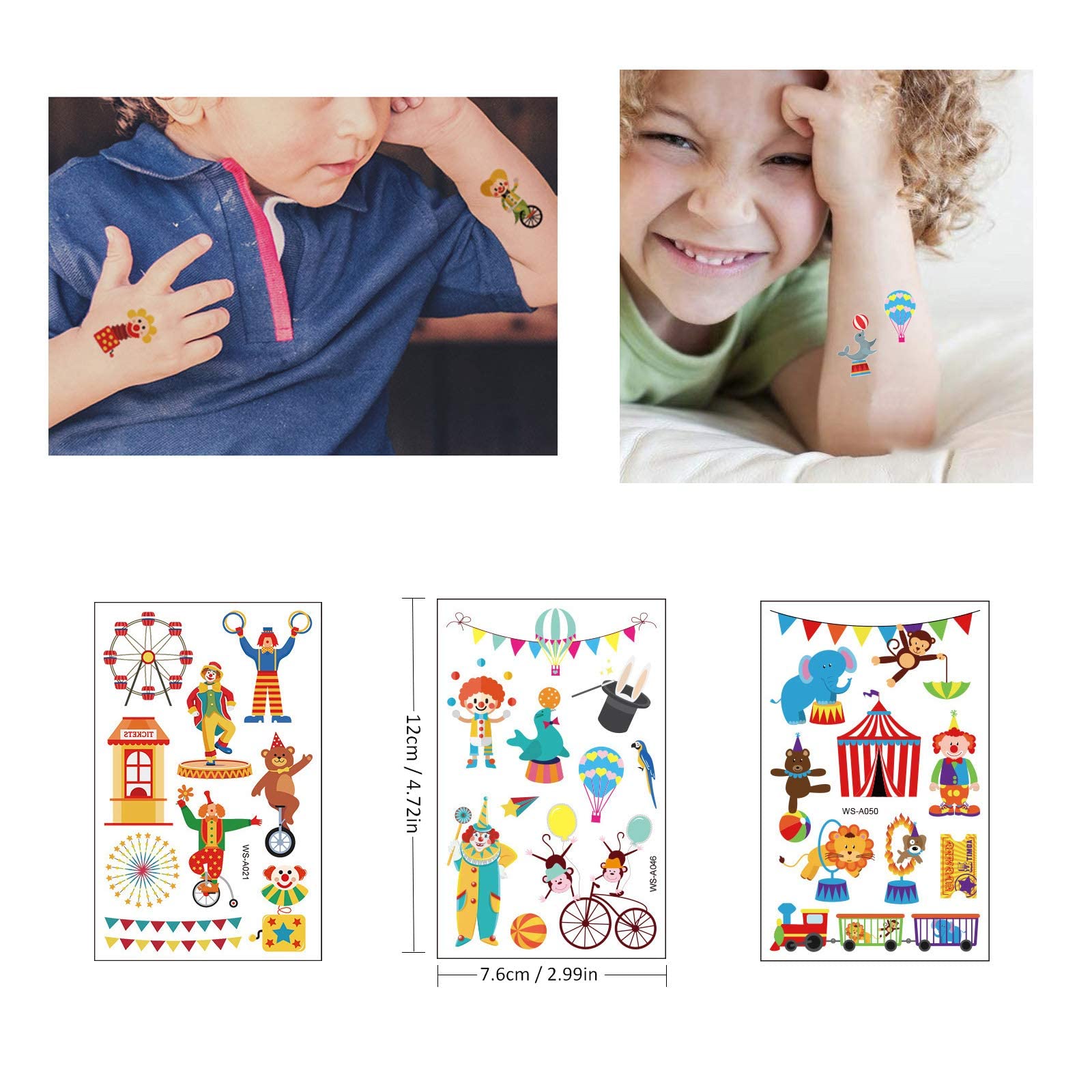 Tatuaggi Temporanei per Bambini, 15 Fogli Adesivi per