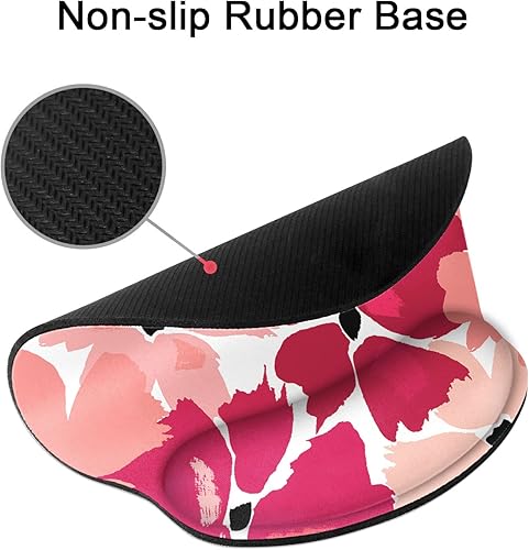 Miniatura 7 de Britimes Alfombrilla de mouse ergonómica con soporte para la muñeca, base de goma antideslizante con flores rosadas, alfombrilla de mouse para el