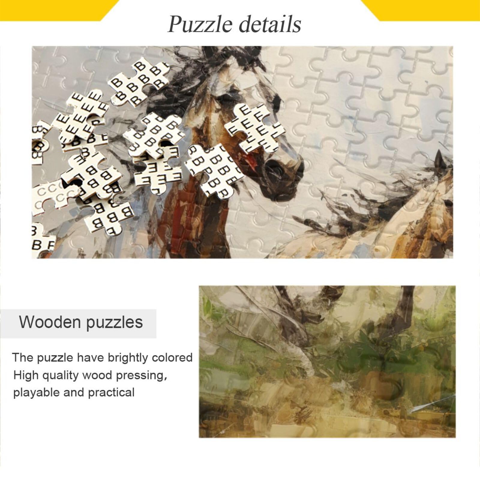 ZENWAWA 1000-Piece Rainbow Horse Painting Jigsaw Puzzle - With Storage Bag & Reference Poster