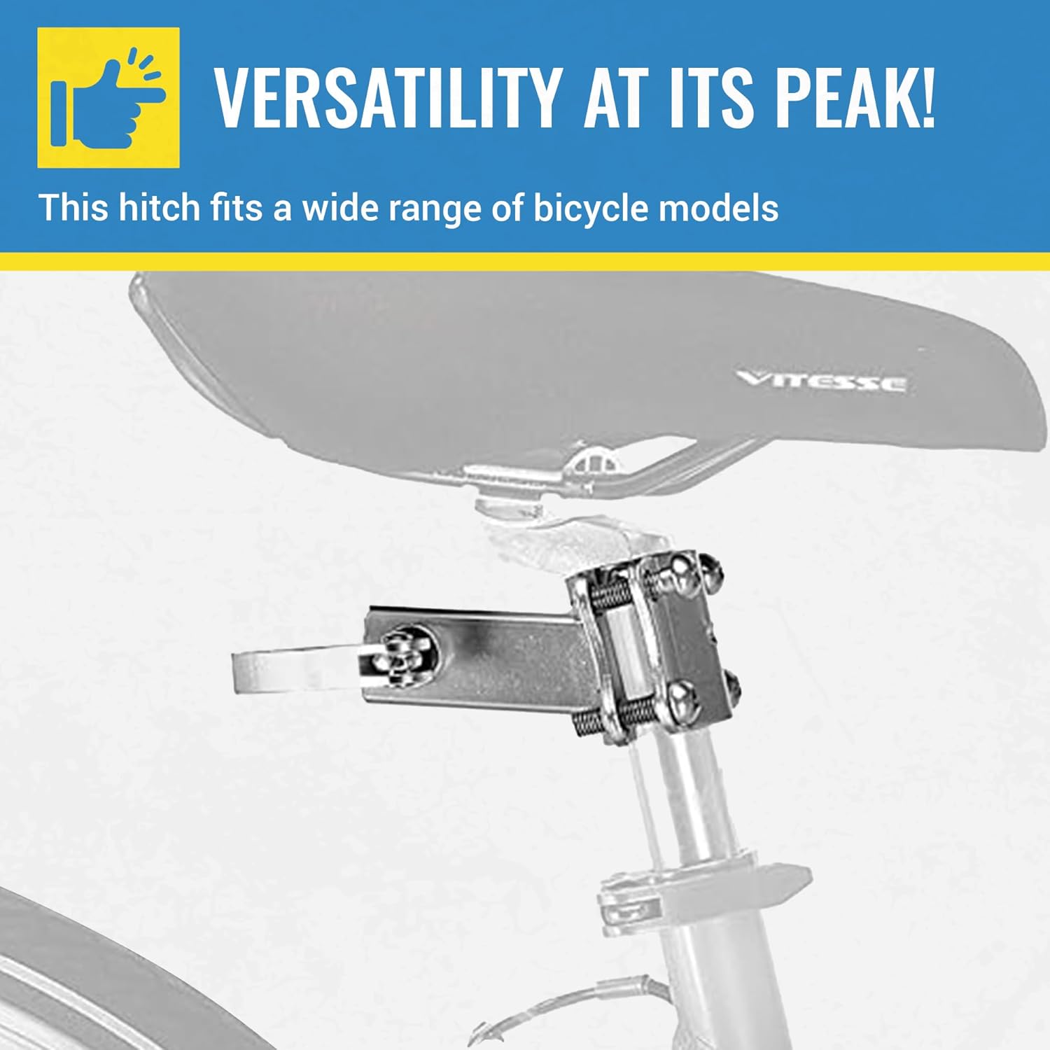 Close-up of the WeeRide Co-Pilot Spare Hitch clamp mechanism on a bicycle seat post.