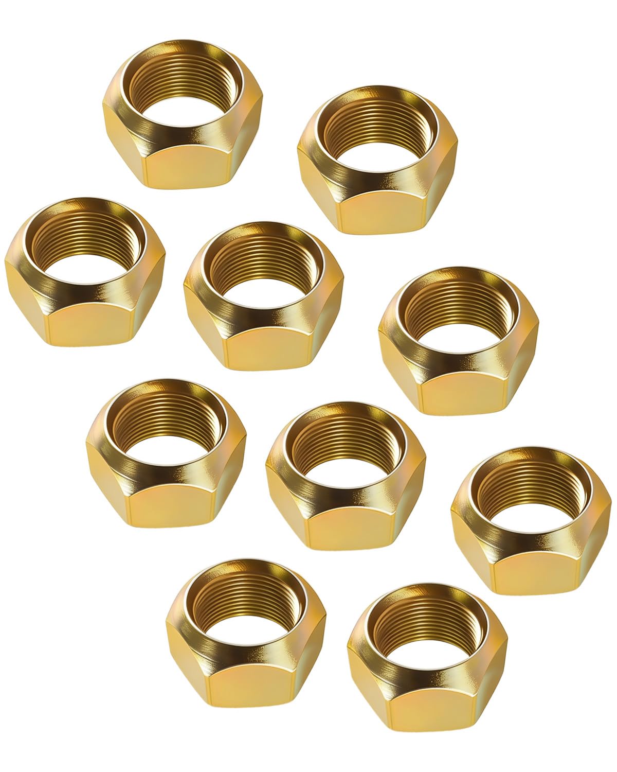 M-126 Outer Stud Piloted Wheel Cap Nuts 1-1/8in-16 Thread and 1-1/2in Hex Fit for Stud-Piloted Wheel Systems Right Hand Thread, 10 Pack