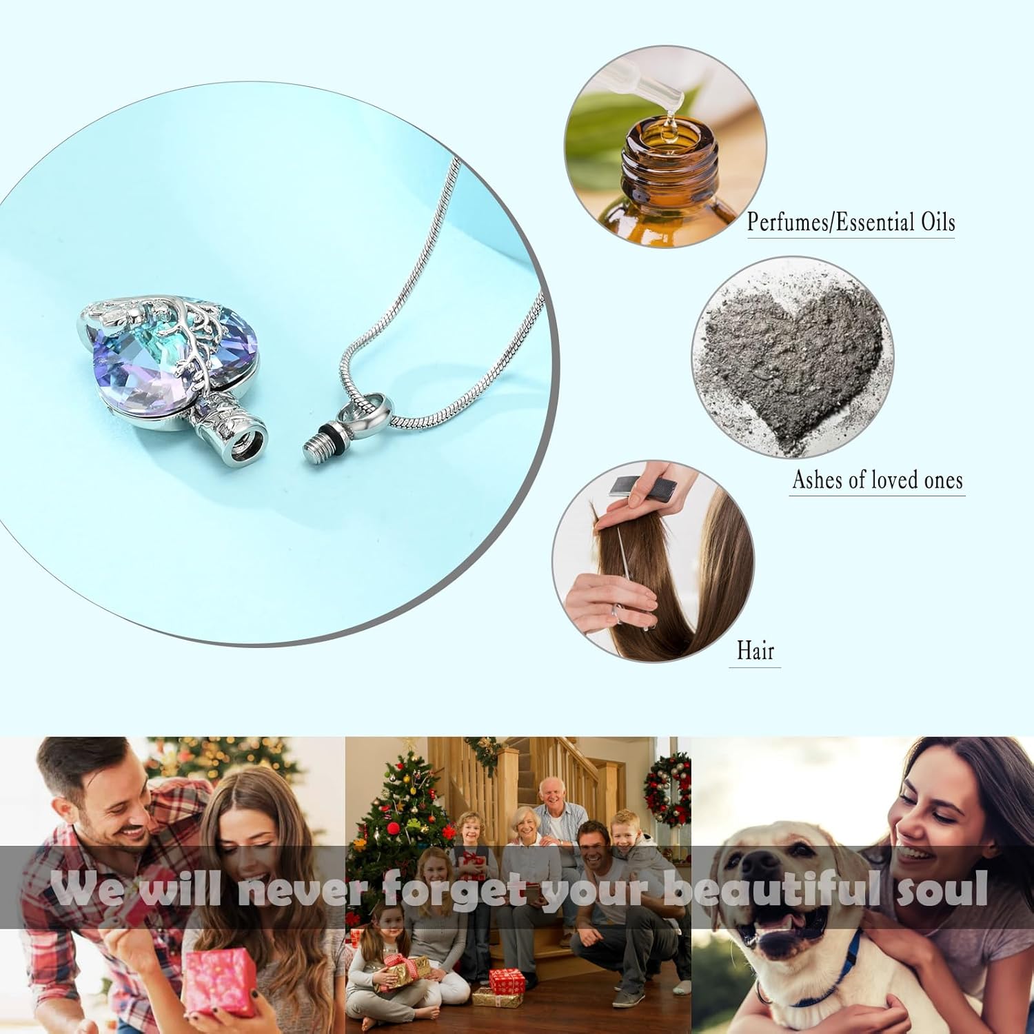 Elephant Heart Urn Necklace for Ashes Cremation Jewelry for Women Men Stainless Steel Memorial Necklaces Ash Holder for Human Pets Keepsake Jewelry for Loved Ones with Fill Tool - Image 5