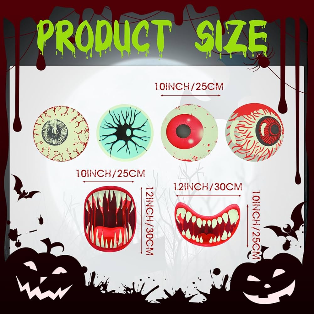Amazon.co.jp: Barydat 10個 ハロウィン 目玉と口 暗闇で光る