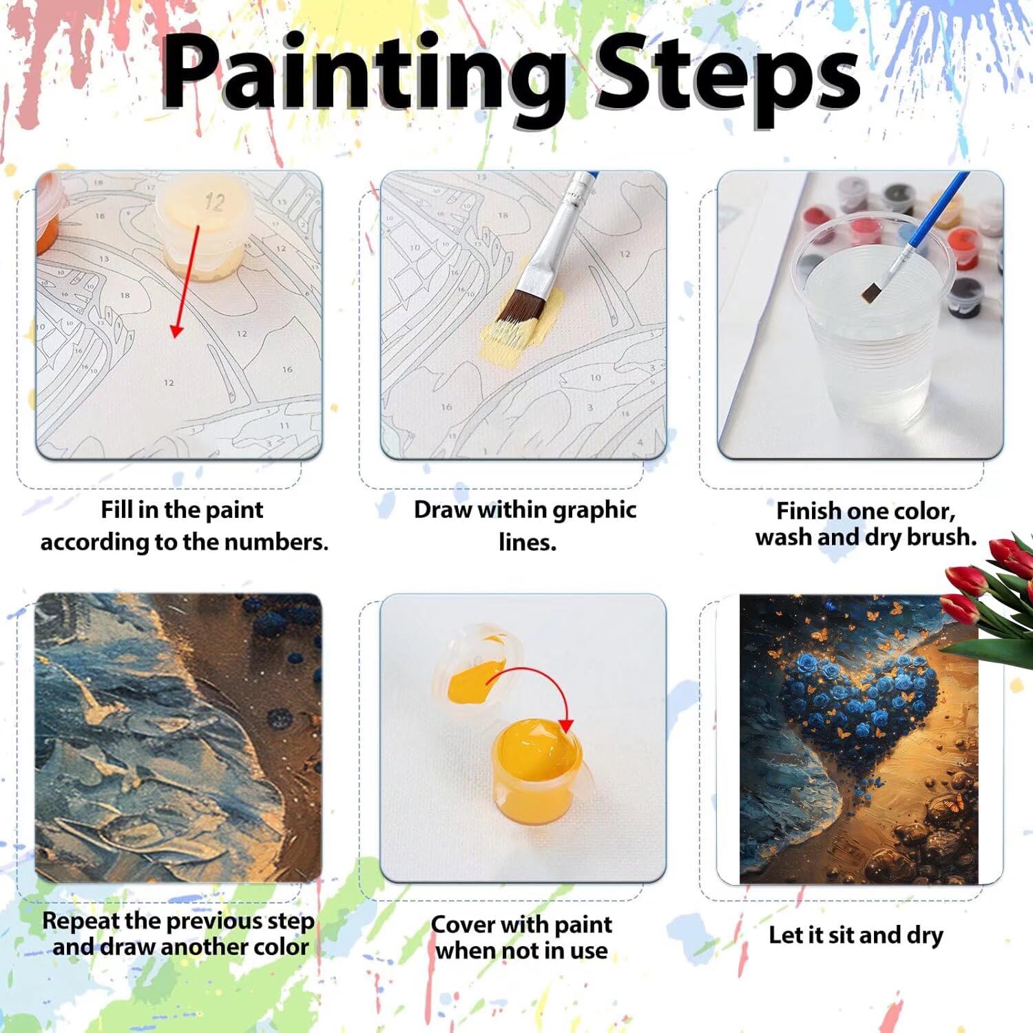 Pintar por Numeros Adultos pintar por numeros niños manualidades niños 10 años, DIY Pintar por Números de Pincel y Pintura acrílica Decoraciones para el Hogar Manualidades, sin Marco 60x80cm C-196