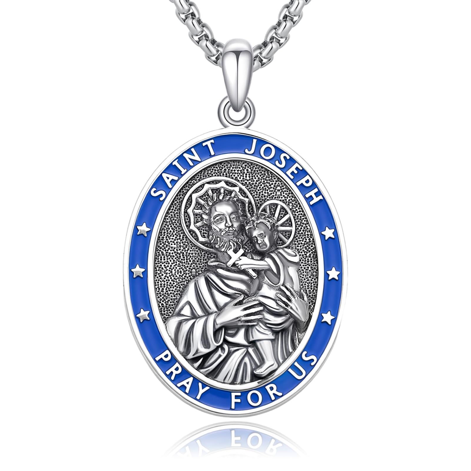 Silver/14K Gold Patron Saint Medal Amulet Necklace for Men Women
