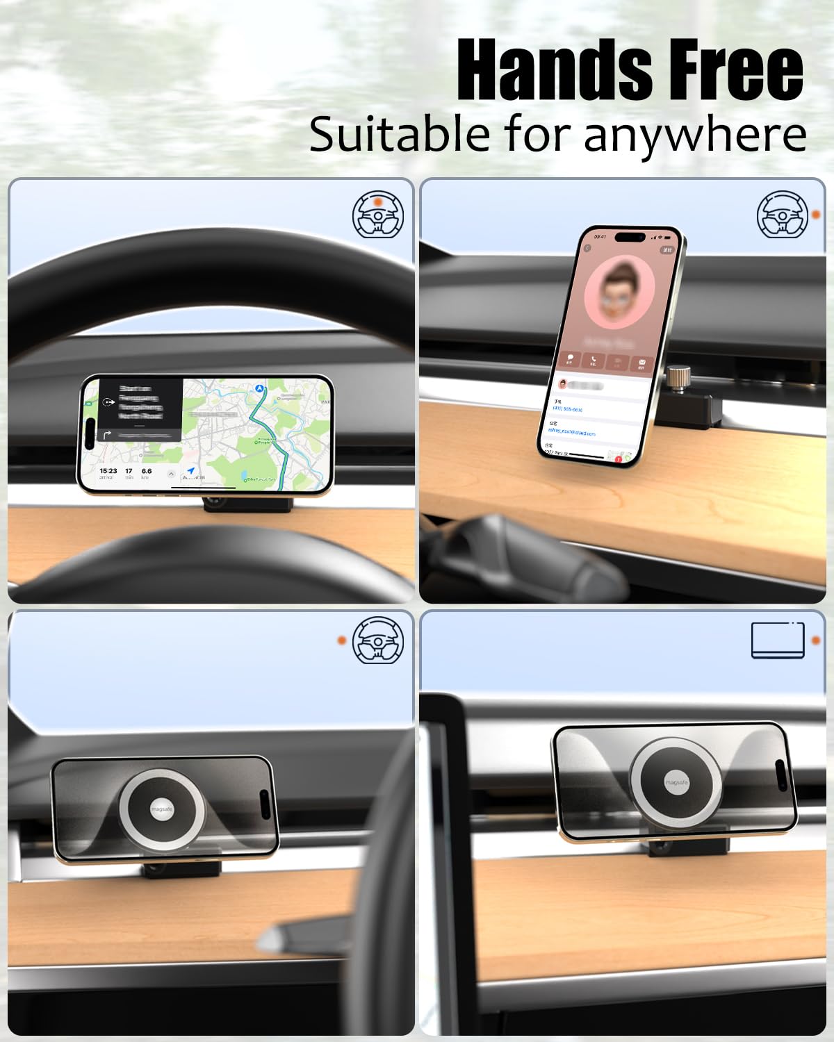 Charchendo Car Vent Phone Holder for Tesla Model 3/Y with MagSafe, Tesla Phone Mount with Strong Magnetic Anti Shake Compatible with iPhone 15 14 13 12 Pro Plus Max Mini and All Phones