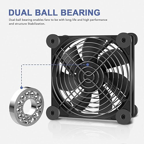 Miniatura 6 de iPower Ventilador de refrigeración silencioso de 3.150 in con controlador de velocidad para receptor DVRPlayStationXboxRefrigeración de gabinete de
