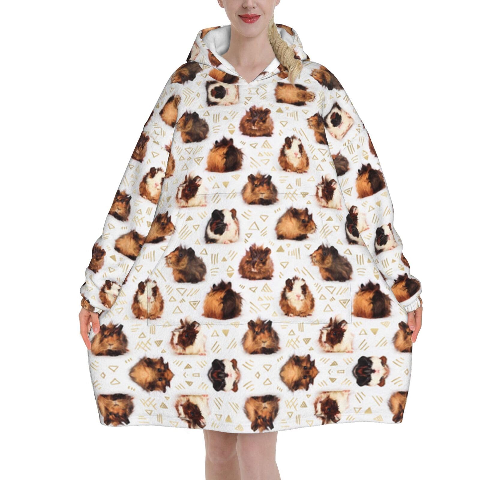 Juzgtsit Unisex Multicolor Guinea Pigs Print Blanket Hoodie Suitable For Valentine's Day, Thanksgiving, Christmas, New Year And Other Cold Seasons