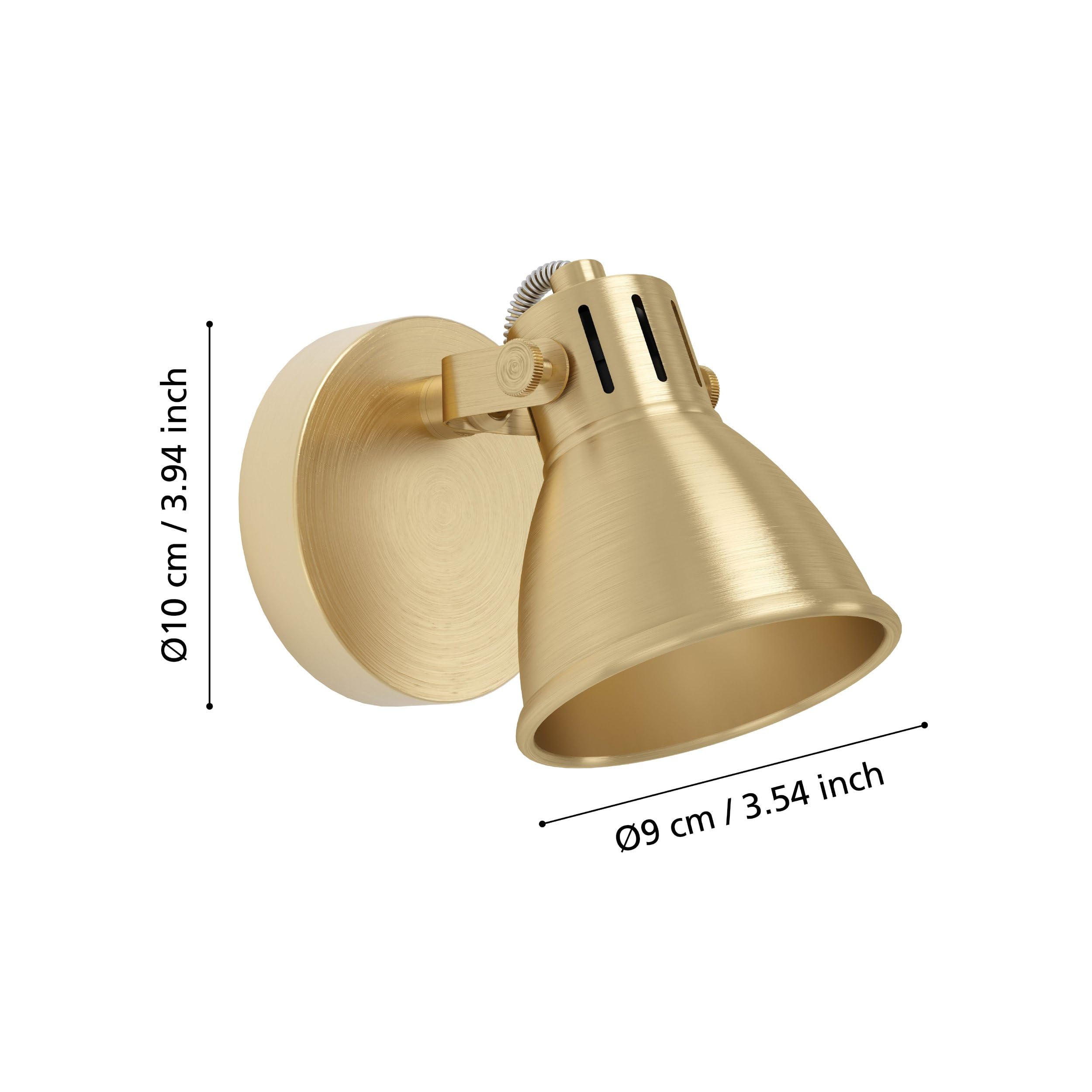 Eglo Applique murale intérieure Seras, luminaire d'intérieur avec spot orientable, lampe élégante pour salon et couloir, métal laiton brossé, avec ampoule LED GU10, blanc chaud