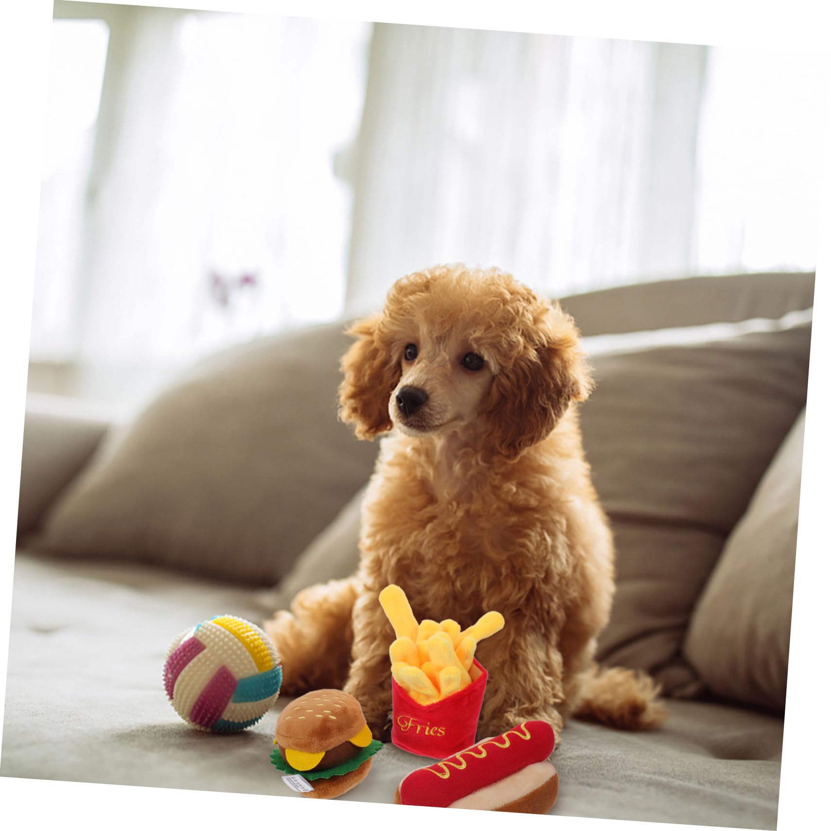 SOIMISS Jouet à Mâcher Dispositif Sonore Couineur en Peluche Imitation Nourriture Jouet Interactif Rouge pour Chien Adapté aux Jeux de Traction Secouage