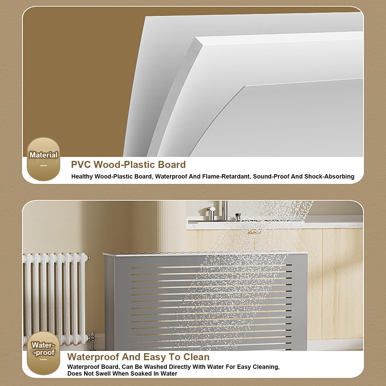 Moderne Heizkörperverkleidung mit Sto-Regal, PVC-Schrank für Wohnzimmer, Schlafzimmer und Flur, einfache Installation, stabiles Design, 80 x 70 x 25 cm