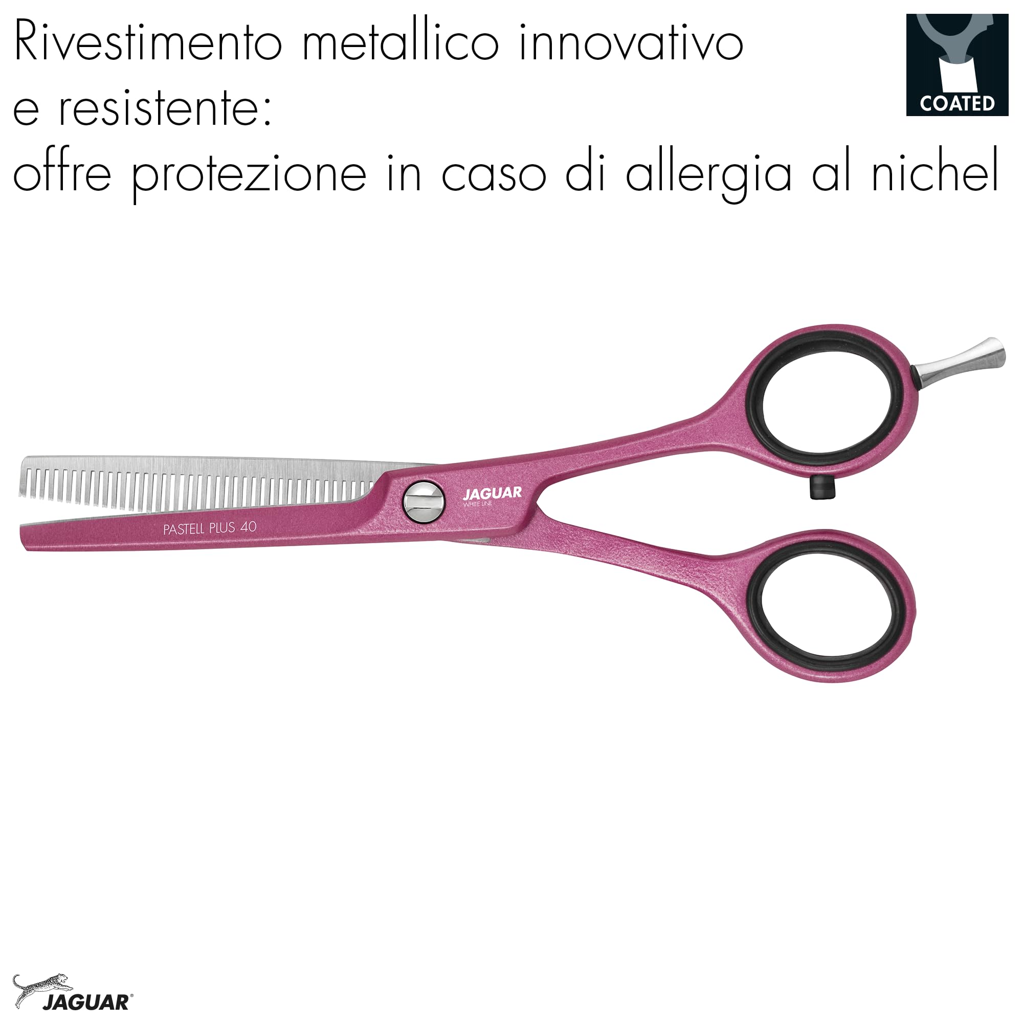 JAGUAR Forbici da modellatura PASTELL PLUS Berry Classic 40 5,5" | Forbici da texturizzazione con 40 denti sfolti a taglio prismatico | Rivestimento metallico antiallergico | Prodotto in Germania