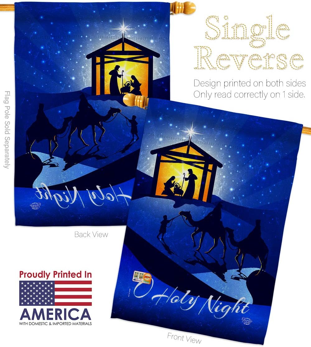 Star of Bethlehem House Flag Wintertime Nativity Three King Religious Holy Family Season Christian Small Decorative Gift Yard Banner Made In USA 28 X 40