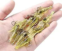 Kit de Pesca com 10 Iscas Artificiais de Camarão em Silicone Aromatizado com Anzol