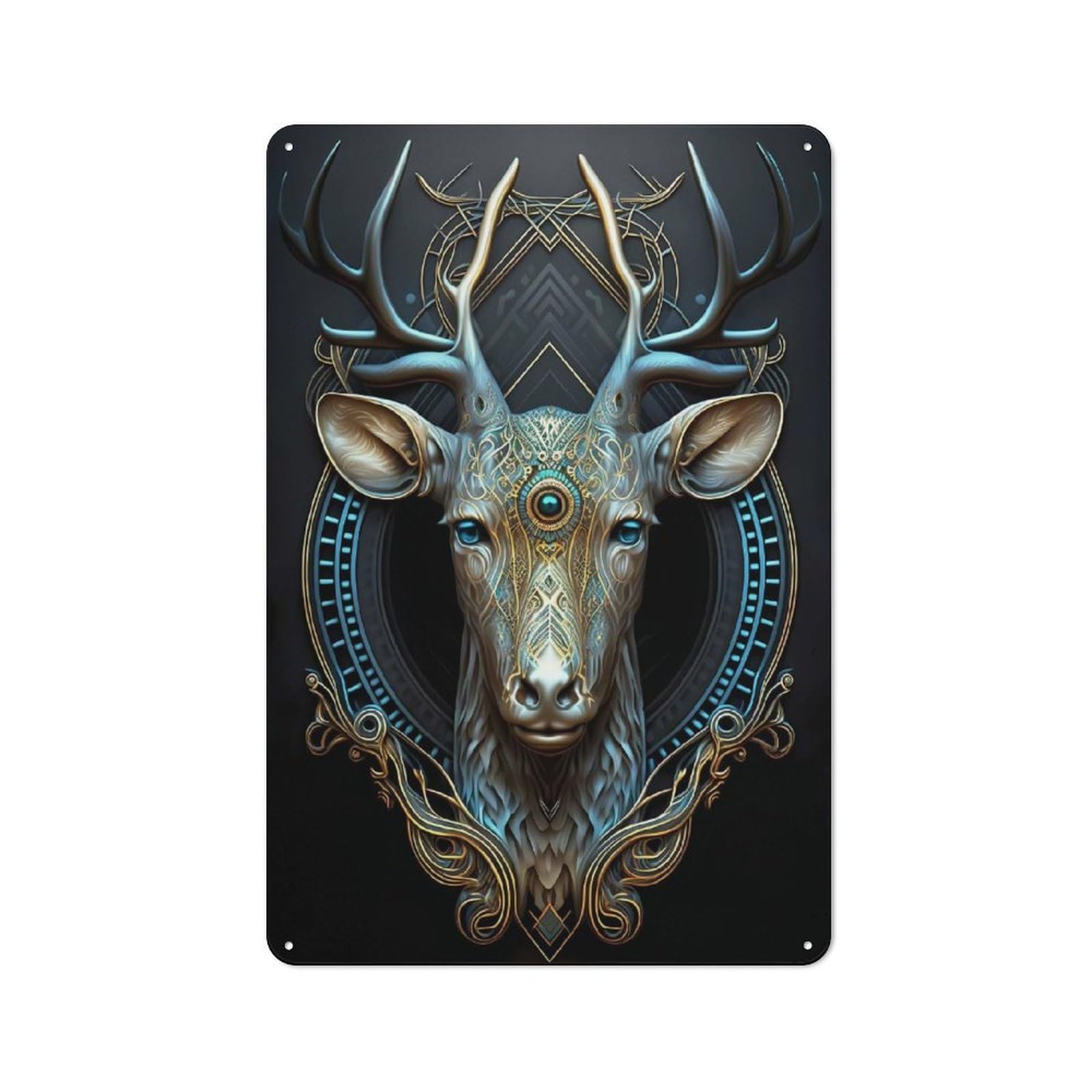 Junmoney Style-19 Vintage Tin Sign 30X20cm With Mystical Astrology Deer For Garage Or Workshop, For Vintage Wall Decor Fans, For Garage And Workshop Walls