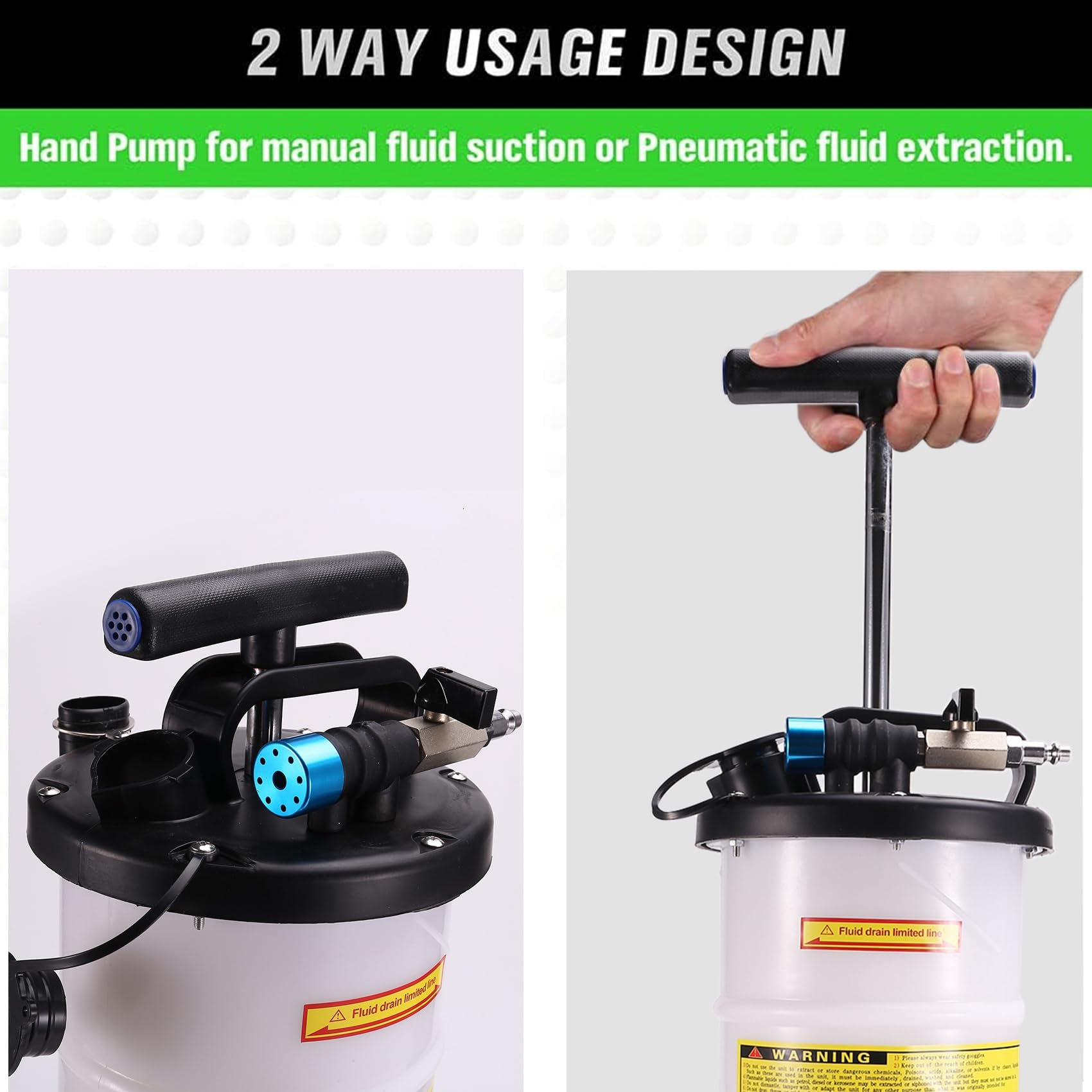 Bomba Extractora de Fluido Neumática de 6,5 litros Cambiador de Aceite Extractor de Fluido Al Vacío Herramienta para Cambio de Aceite y Cambio de Fluido