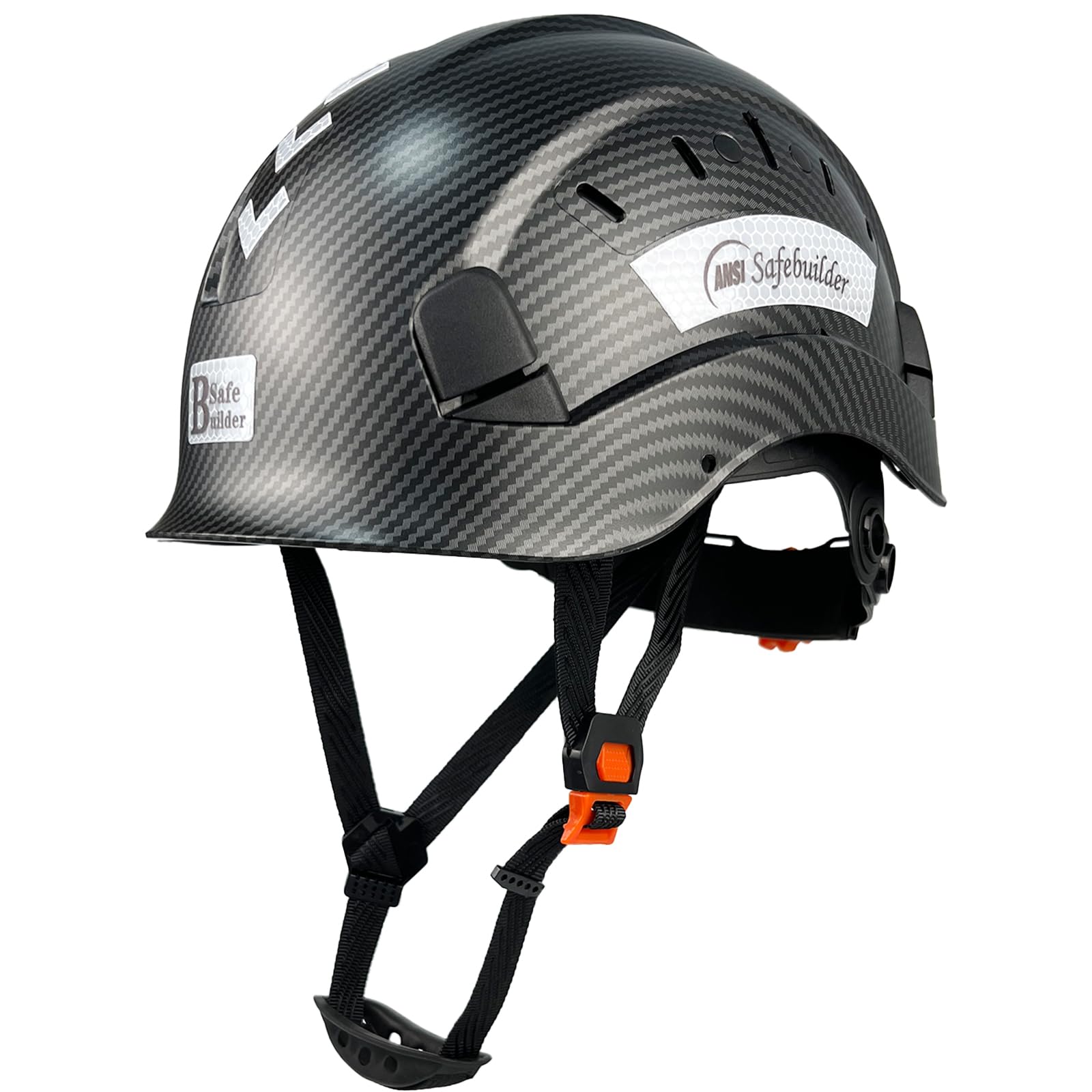 SAFEBUILDER CR06X Industrial Safety Helmet ABS Hard Hat Vented Hardhats Carbon Fiber Pattern Construction Work Head Protection for Men Certified ANSI/ISEA Z89.1