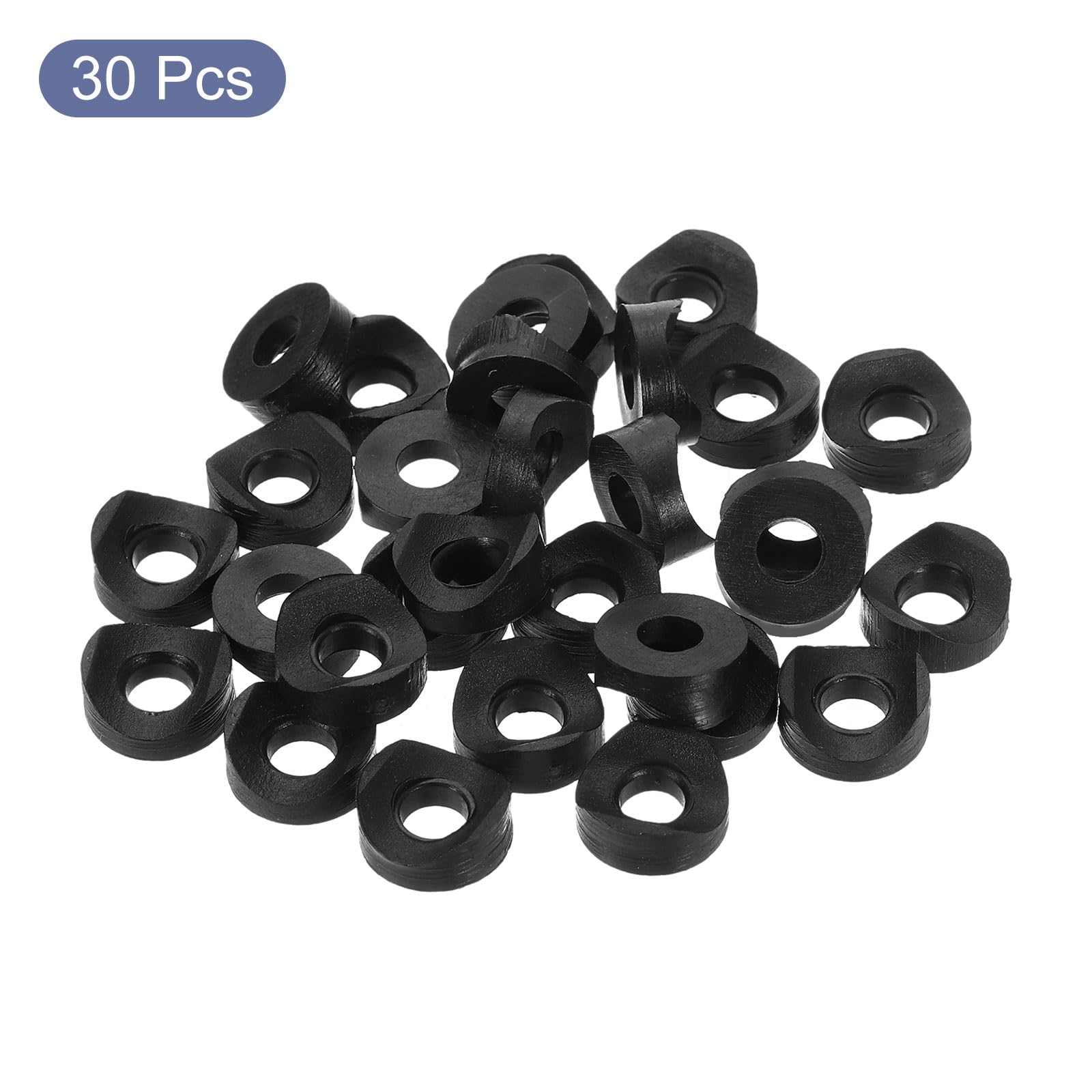 QUARKZMAN 30Pcs Rondelle Plastiche Tonde, 6mm x 12mm x 3mm Nero PE Rondella Concava Spaziatore Hardware Fissaggio per Tubo Rotondo