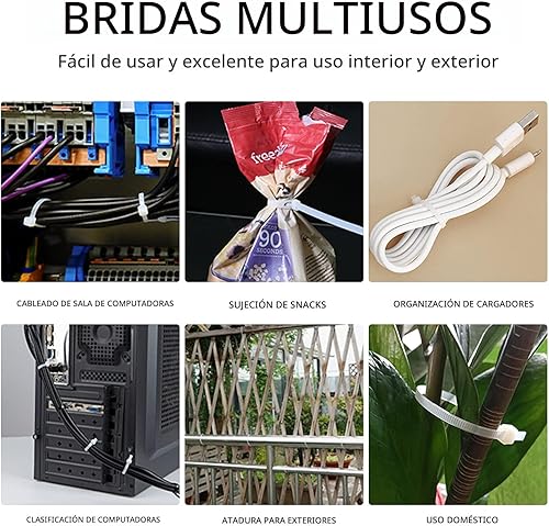 Miniatura 3 de Bridas para cables, 600 lazos de nailon autobloqueantes, varios tamaños de 4+6+8+10+12 pulgadas, lazos de plástico multiusos para gestión de cables,