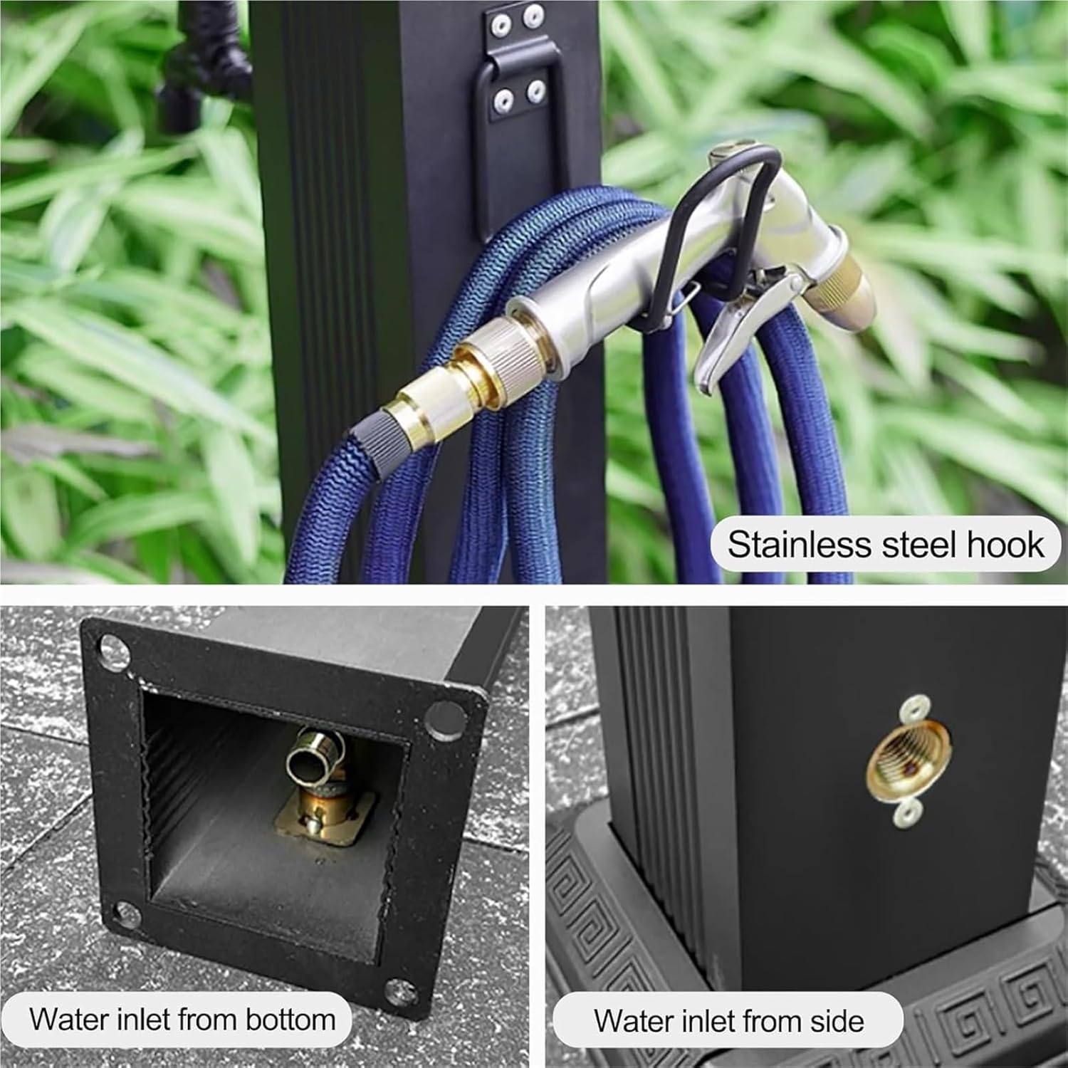 Outdoor Vertical Garden Water Column Fountain Dispenser, Decorative Hydrant Water Feature (Black, 29in) - Perfect for Patios, Gardens, and Landscaping