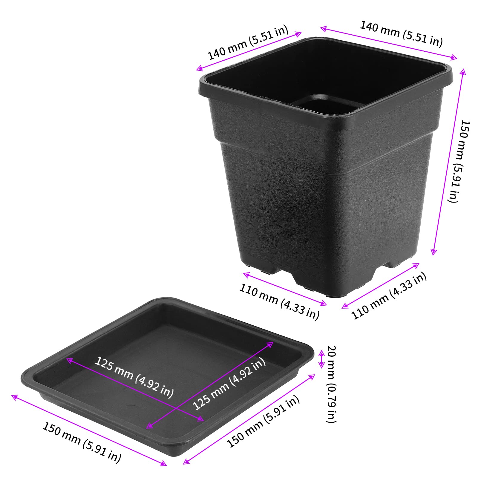 HEIHAK 100 Stück Quadratische Pflanztöpfe 7,6 Cm – Transparent Mit Ablauflöchern Für Anzucht