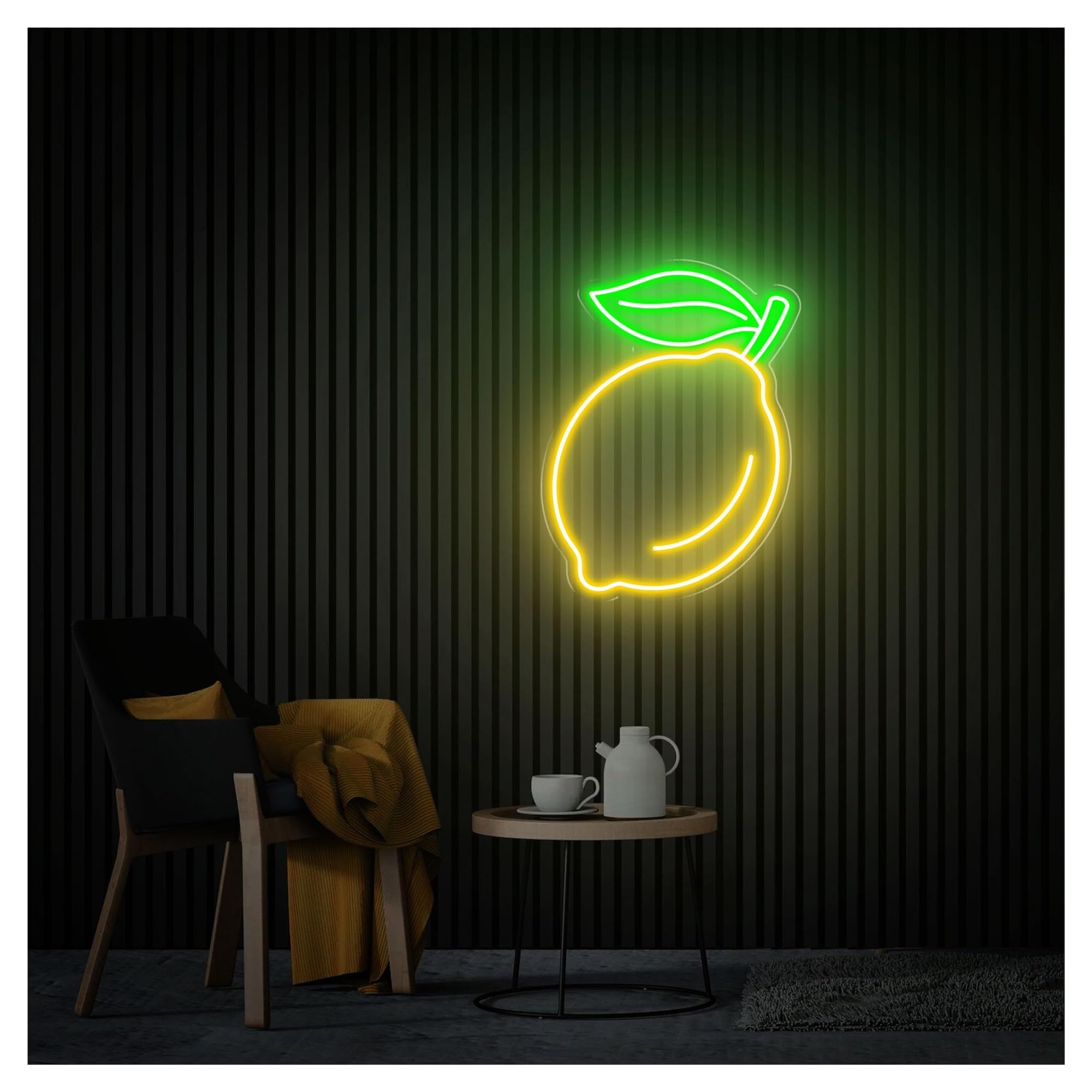 RONGCH Hanging Art Signs Fruit Lemon Neon Sign,Suitable for Restaurant Milk Tea Shop Decor with Dimmable 26cmx35cm(A)