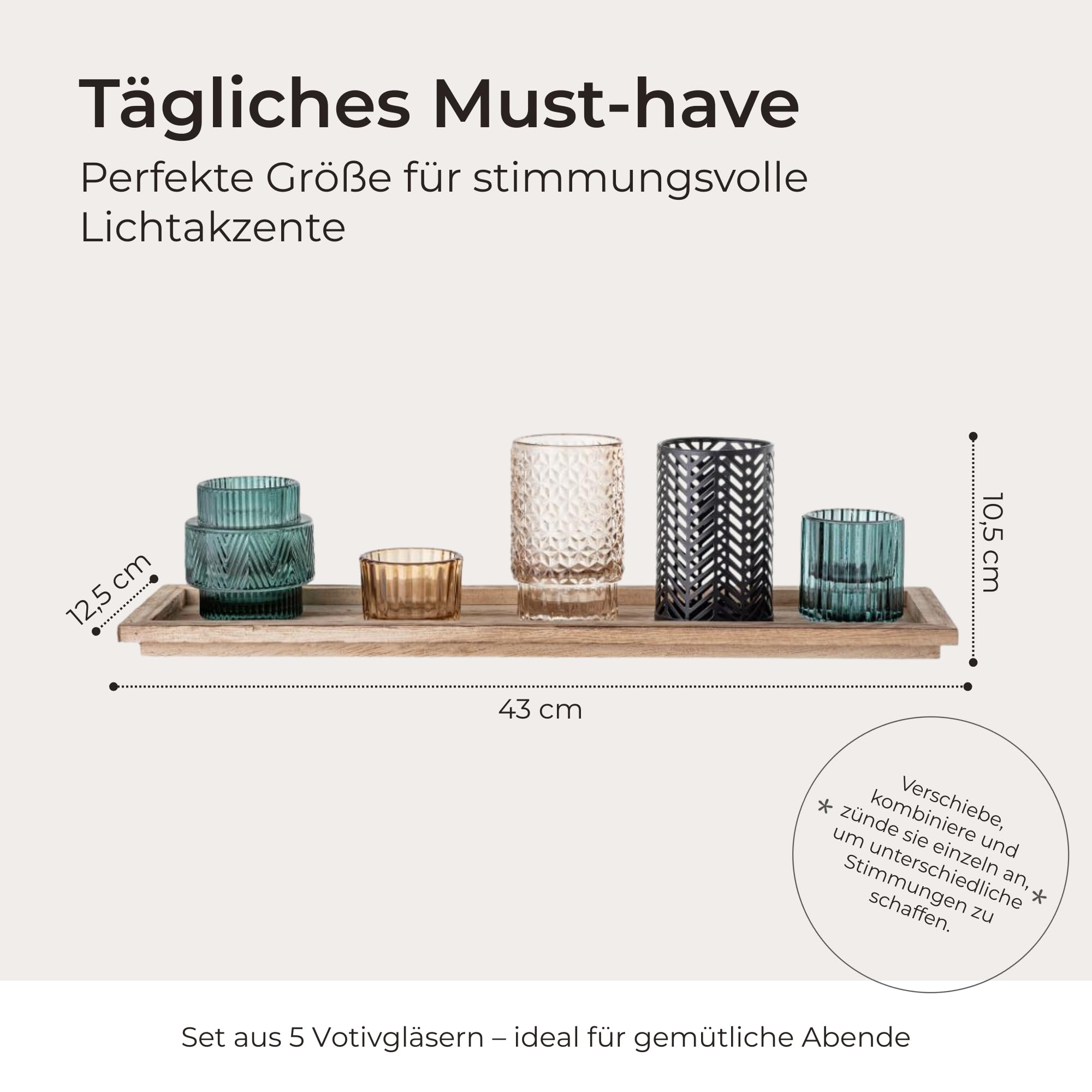 Bloomingville Photophore, couleurs multiples, verre, 6