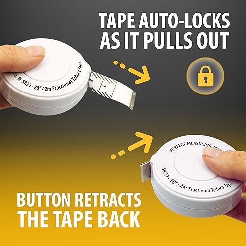 Miniatura 6 de Perfect Measuring Tape - Cinta métrica retráctil premium de sastre y cinta para manualidades - 80″ / 2m - Cinta métrica de bolsillo con pulgadas