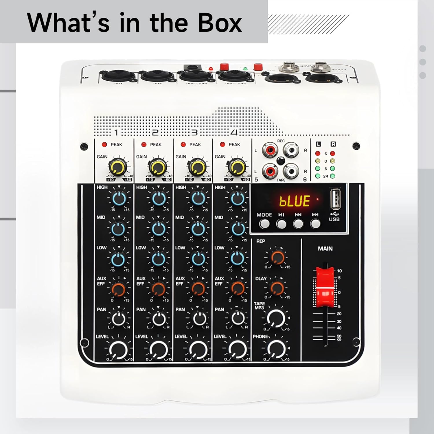 6-Channel Audio Mixer With & Usbmp3, Led Display, Metal & Plastic Build, Compatible With Computers, Great For Weddings, Karaoke & Stage