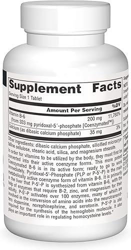 Miniatura 3 de Source Naturals Coenzimado B-6 300 mg, promueve un sistema nervioso saludable,30 tabletas