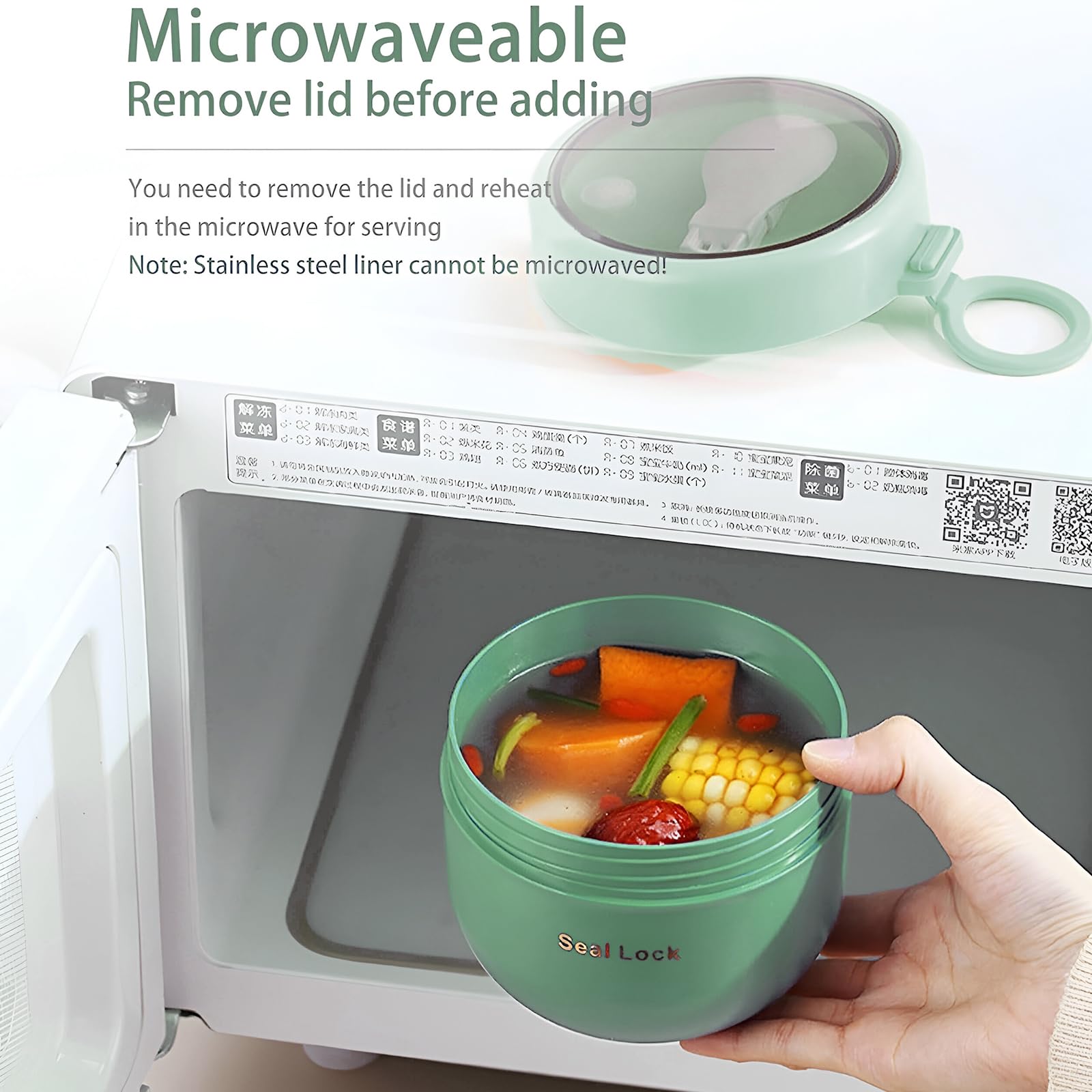 Taza De Cereales Para Llevar 600 Ml Con Cuchara - Recipiente Hermético Para Yogur, Ensaladas Y Comida, Color Verde, Ideal Para Desayuno Y Almuerzo