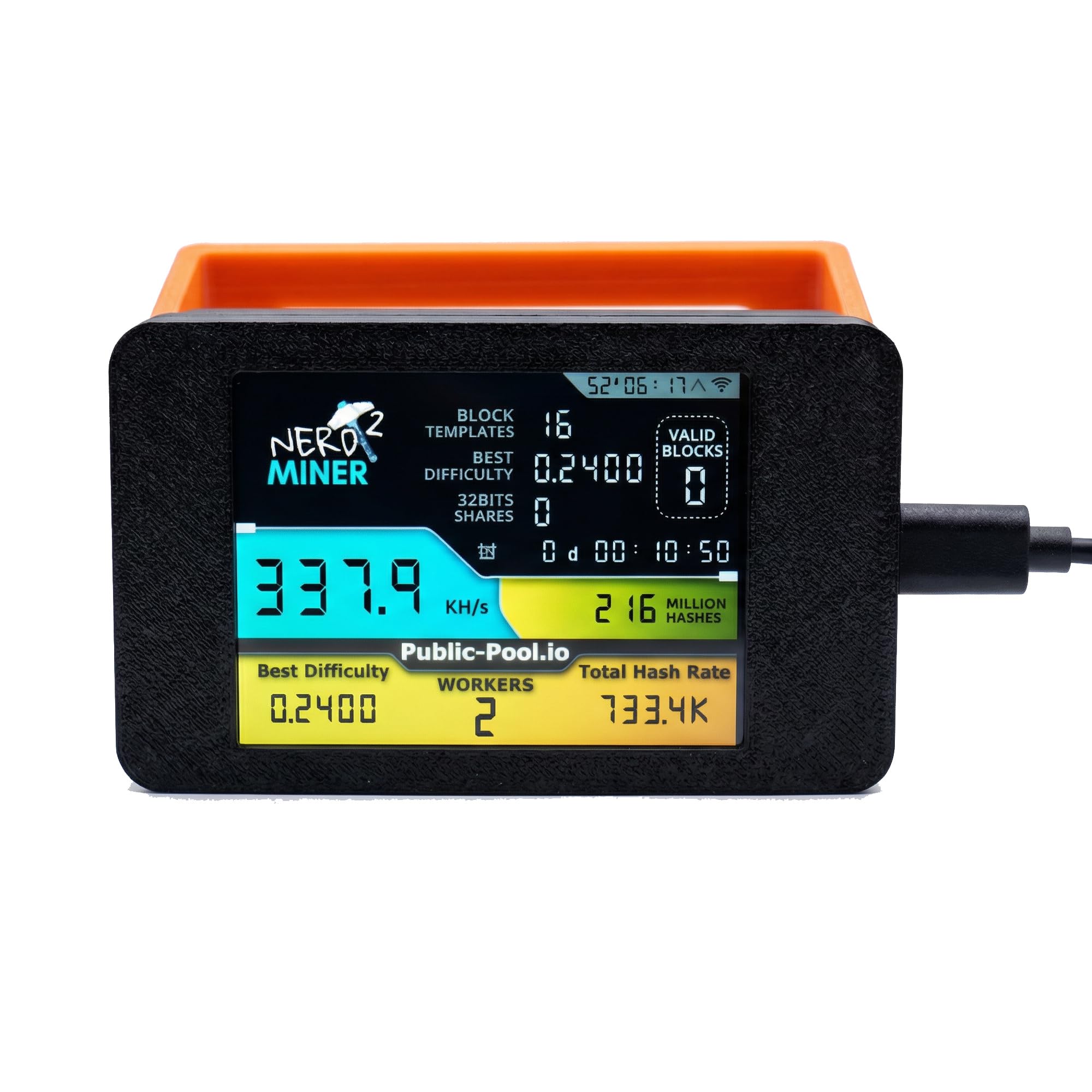 NerdMiner V2 max 350K 2.8in Display BTC Bitcoin Lottery Miner Solo Mining Crypto Mining Hardware BTC Table Gadget, Low Power USB Miner Alternative, Mini BTC Miner for Beginners (Black)