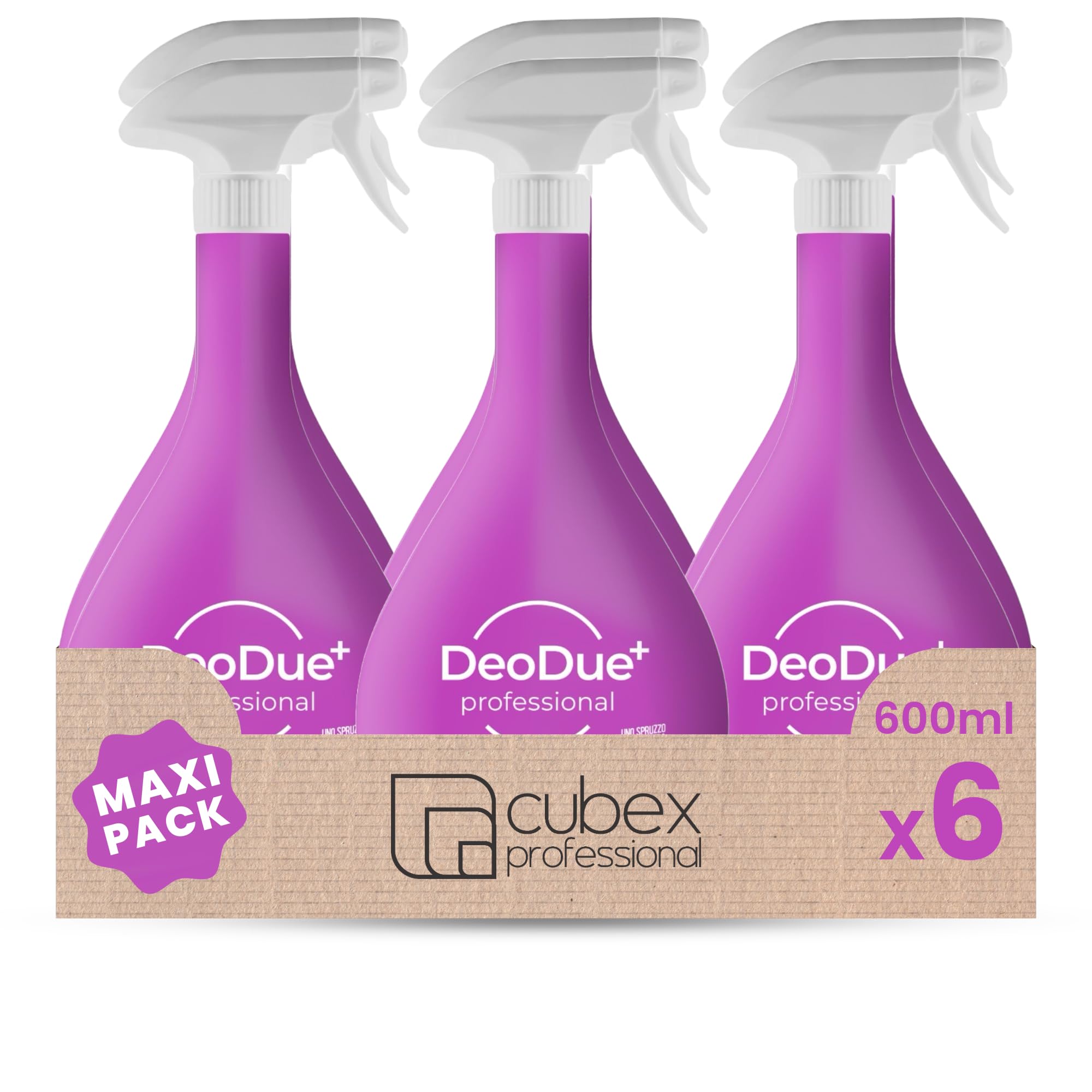 DeoDue+ Professional SENSUAL 6 x 600 ml - Dwufazowy odświeżacz powietrza, każdy spray utrzymuje się do 72 godzin i neutralizuje nieprzyjemne zapachy - nuta kwiatowa i owocowa