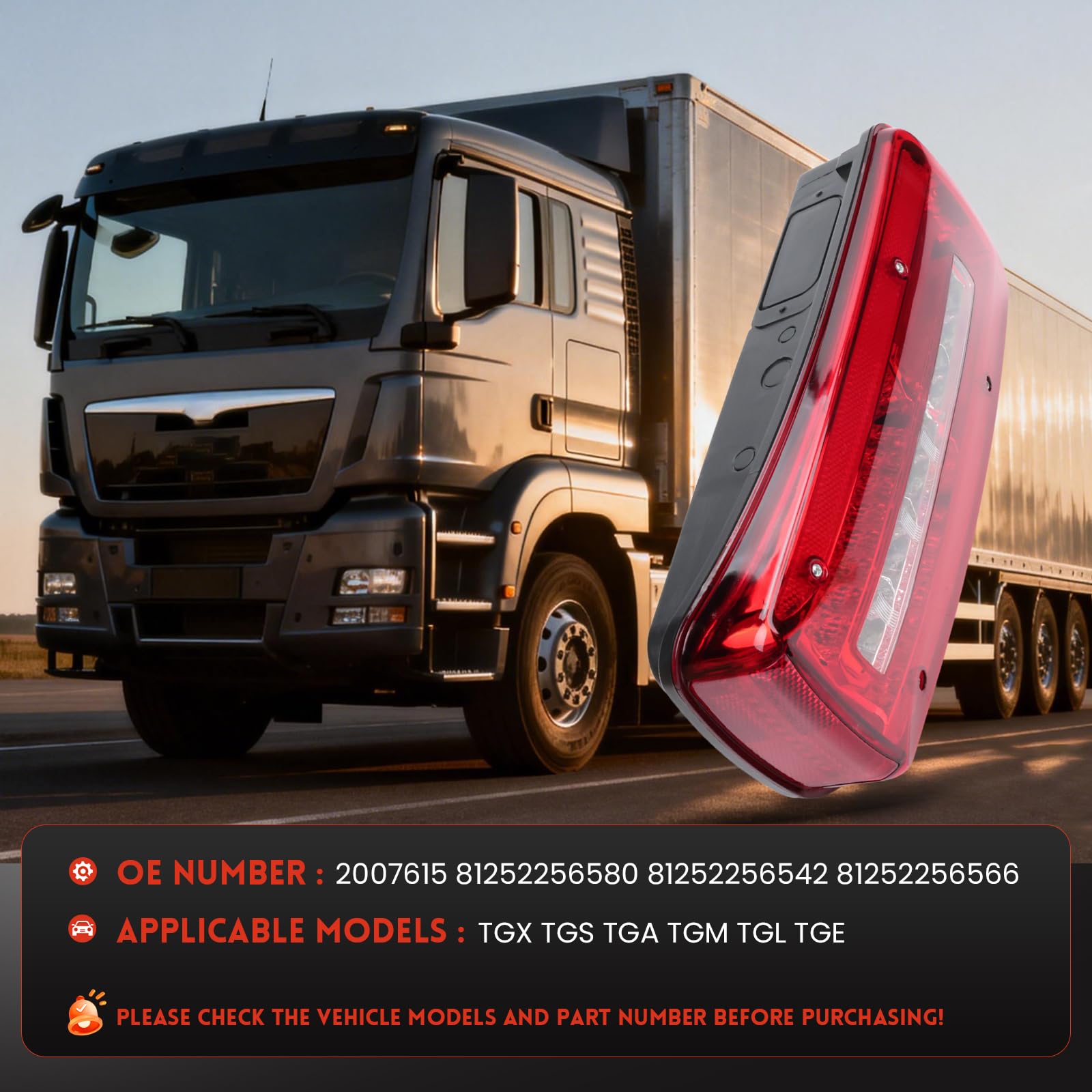Luz trasera derecha para camión MAN TGX TGS TGA TGM TGL TGE Luz trasera luces traseras con alarma de marcha atrás