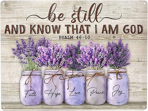 Letrero de metal con texto en inglés Be Still and Know That I Am God, letrero retro de aluminio para cocina, hogar, jardín, pared, bar, cafetería,