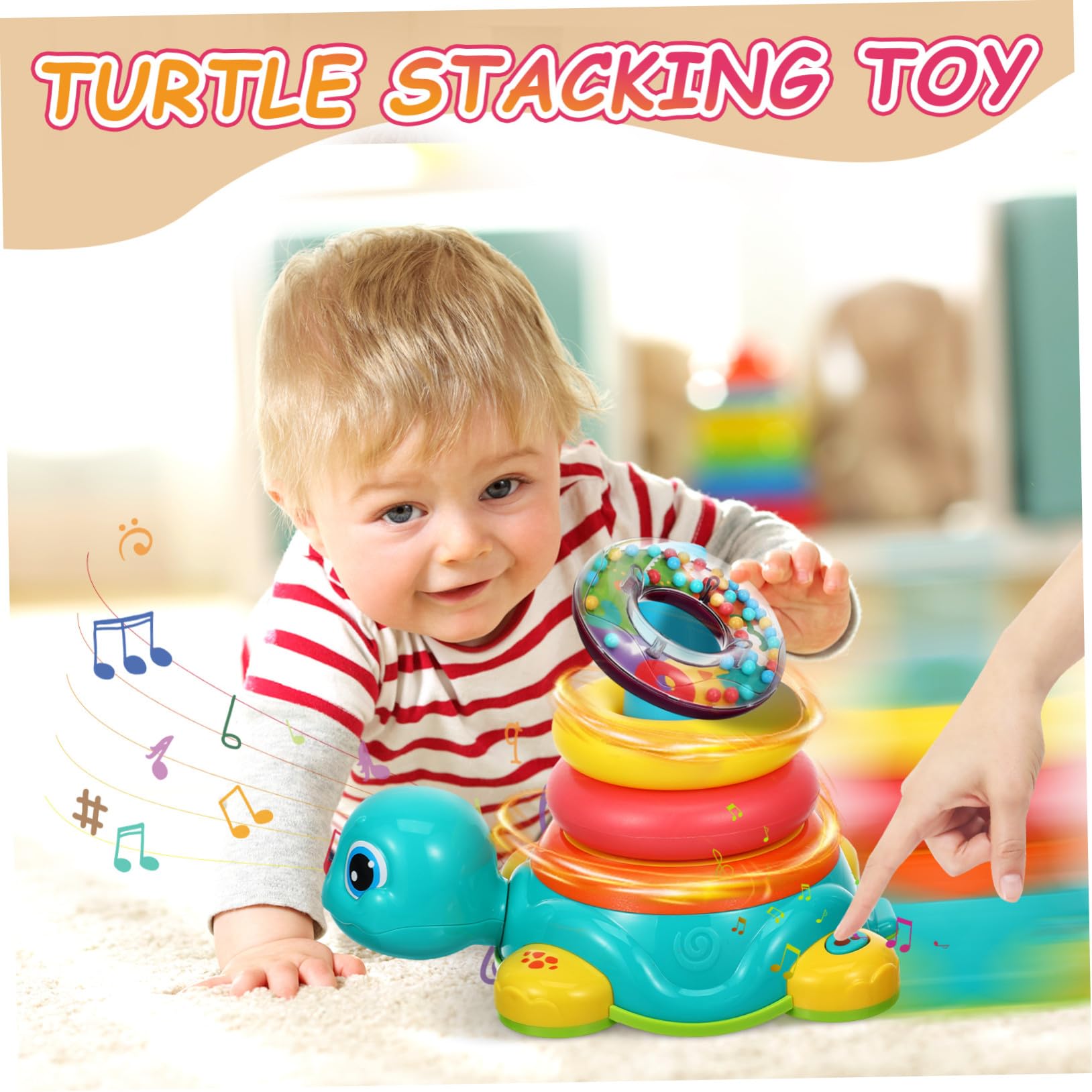 iplusmile Gioco Impilabile Tartaruga per Bambini Musica e Luci, in Plastica Sicura, per Casa e Viaggi, Sviluppo Sensoriale e Motorio per Famiglie