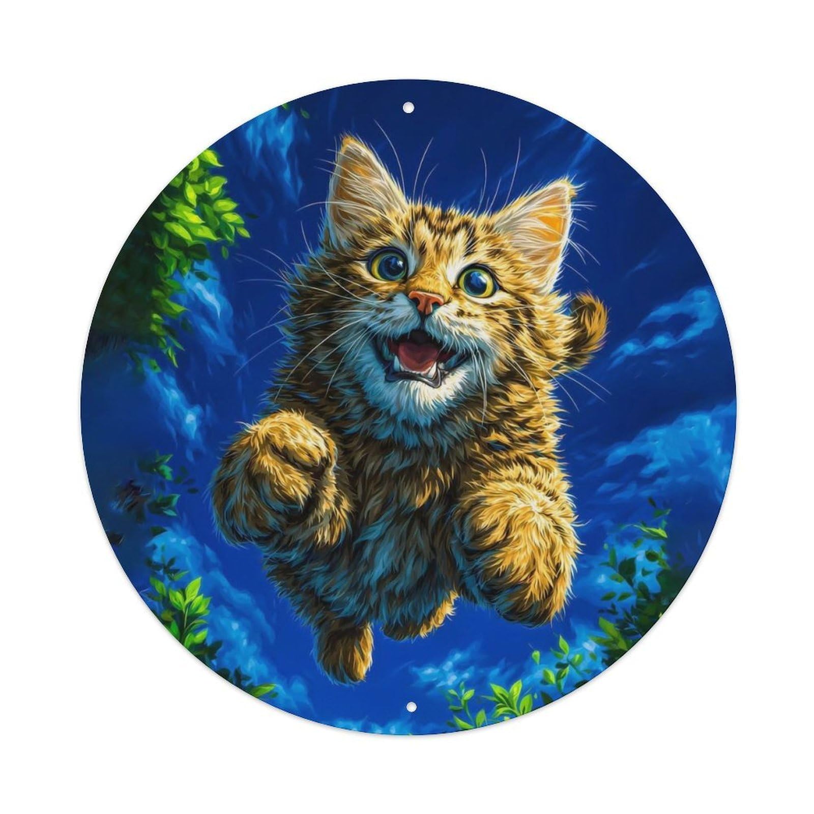 Animal Tabby Kitten Cute Vibrant Playful Nature Vintage Metal Tin Sign Plaque Wall Decor for Cafe, Club Bar, Office, Garden Metal Poster 8x8Inch