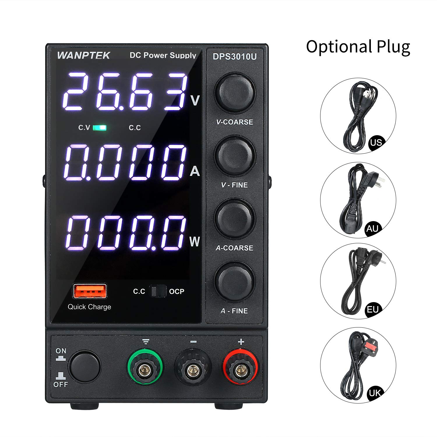 Fuente de Alimentación de Banco Regulable 0-30V 0-10A 300W Cambio de corriente DC Fuente alimentación 4 dígitos Muestra una mini fuente ajustable alta precisión