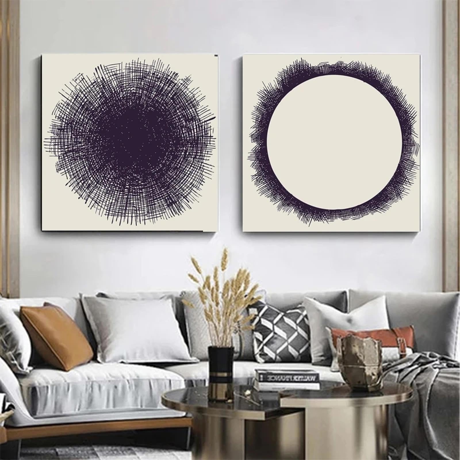 Décoration d'intérieur salon avec toile abstraite 80x80 - 6