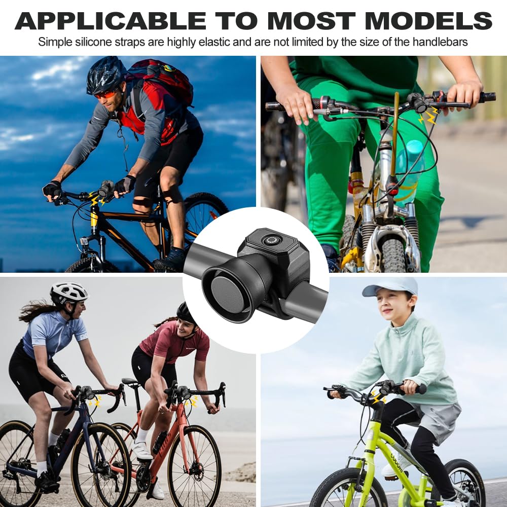 Campanello elettrico per bicicletta da 120 dB con 5 suonerie, clacson elettrico ricaricabile, USB, per MTB, bici da corsa, scooter